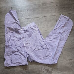Vintage 1970s Juniors High Waisted Purple & White Pinstripe Pants 100% Cotton